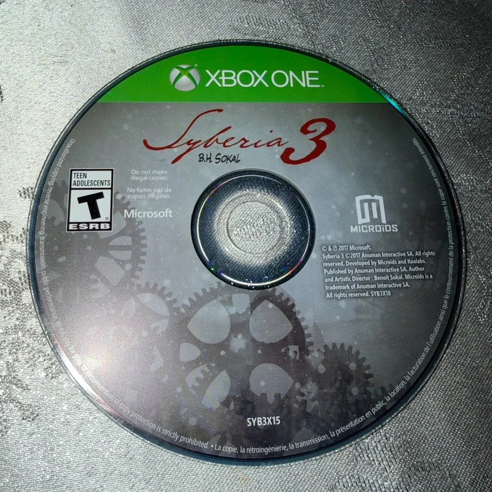 Microsoft Xbox One Syberia 3 B.H. Sokal Video Game Rated T For Teen Used Gaming.